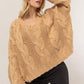 HYFVE Taupe Cable Knit V-Neck Sweater