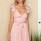 ONE & ONLY COLLECTIVE Blush Ruffled Surplice Mini Cocktail Dress