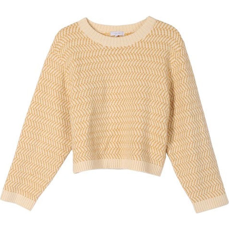 LILOU Herringbone pattern crew neck sweater