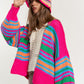 DAVI & DANI Chunky Knit Multi-Striped Open Sweater Cardigan