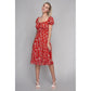 NUVI APPAREL Red Floral Sweetheart Neckline  Dress
