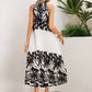 Tied Printed Sleeveless Midi Dress