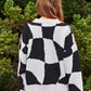DAVI & DANI Multi Geo Checker Pullover Knit Sweater Top