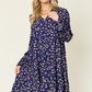 DOUBLE TAKE Full Size Printed Ruffle Hem Long Sleeve Dress