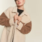 JADE by JANE Plus-size Color block sherpa Shacket JJO5017P