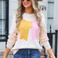 ANGEL WINGS Bow Round Neck Dropped Shoulder Sweater