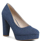 Kostur Denim Block Heel Pumps