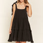 JADE by JANE Square Collar Tied Straps Ruffle Dress