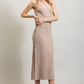 SWEET GENERIS U-Neckline Ribbed-Knit Maxi Dress