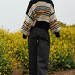 DAVI & DANI Chunky Knit Multi-Striped Open Sweater Cardigan