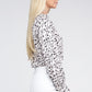 NUVI APPAREL Frill Trim Notched Neckline Blouse