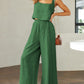 Stylish 2 Piece Square Neck Top and Wide Leg Pants Set