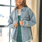 ANNVA USA Button Down Denim Jacket with Pearl Detail