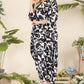 CELESTE Full Size Printed Contrast Dress with Pockets