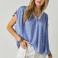 DAVI & DANI Printed Lace V-Neck Short Sleeve Loose Top