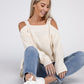 NUVI APPAREL Knitted Cold-Shoulder Sweater