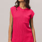 BiBi Fuchsia Patch Pocket Cap Sleeve Sweater Top