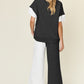 DOUBLE TAKE Full Size Texture Contrast T-Shirt and Wide Leg Pants Set