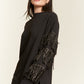 JADE by JANE Plus-size Silver Studded Fringe Sleeves Sweater top - PLUS JJT5009P