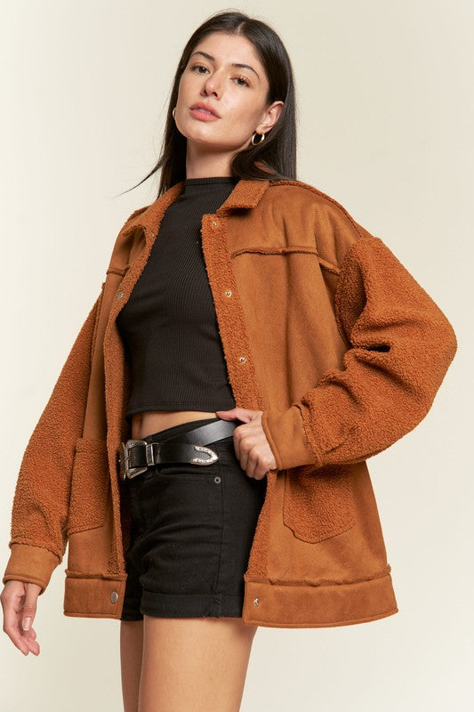 JADE BY JANE Faux Fur and Suede Jacket JJO5028P