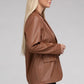 AMBIANCE APPAREL Sleek Pu Leather Blazer with Front Closure