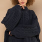POL Charcoal Mock Neck Cable Knit Sweater