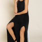 POL Stone Washed Double Side Slit Cut Out Maxi Dress