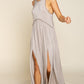 POL Stone Washed Double Side Slit Cut Out Maxi Dress