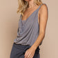 POL Twisted Sleeveless Strap Top with Lace Detail