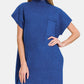 ZENANA Women's Blue Short Sleeve Sweater Mini Dress