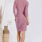 CELESTE Mauve Full Size Round Neck Long Sleeve Slim Dress