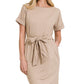 Brushed DTY Tie-Belt Dress