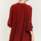 JADE by JANE Women's Red Kimono Glitter Cardigan with Bell Sleeve
