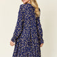 DOUBLE TAKE Full Size Printed Ruffle Hem Long Sleeve Dress