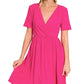 ZENANA Brushed DTY Buttery Soft Fabric Surplice Dress
