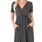 ZENANA Brushed DTY Buttery Soft Fabric Surplice Dress