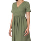 ZENANA Brushed DTY Buttery Soft Fabric Surplice Dress