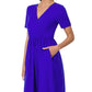 ZENANA Brushed DTY Buttery Soft Fabric Surplice Dress