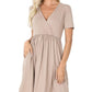 ZENANA Brushed DTY Buttery Soft Fabric Surplice Dress