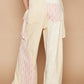 POL Women's Crochet Contrast Beige Cream Drawstring Wide Leg Pants