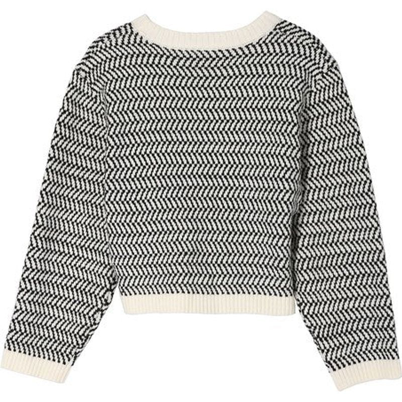 LILOU Herringbone pattern crew neck sweater