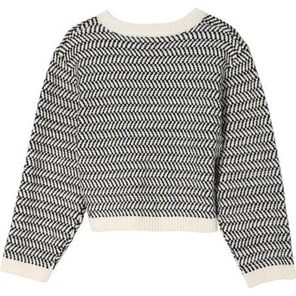 LILOU Herringbone pattern crew neck sweater