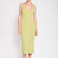 EMORY PARK V Neck Ribbed Midi Dress with Open Back