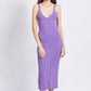 EMORY PARK V Neck Ribbed Midi Dress with Open Back