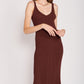 EMORY PARK V Neck Ribbed Midi Dress with Open Back