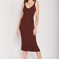 EMORY PARK V Neck Ribbed Midi Dress with Open Back