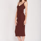 EMORY PARK V Neck Ribbed Midi Dress with Open Back