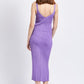 EMORY PARK V Neck Ribbed Midi Dress with Open Back