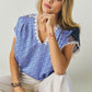 DAVI & DANI Printed Lace V-Neck Short Sleeve Loose Top