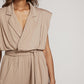 MISS SPARKLING Sand Collar Romper with Shoulder Pads